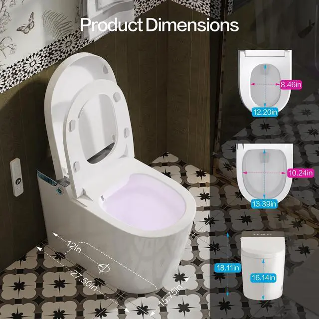 Alt view image 2 of 7 - YULIKA Elongated Smart Toilet Luxury Smart Toilet with Bidet Seat Auto Open and Close, Auto Flush, Foot Sensor Operation