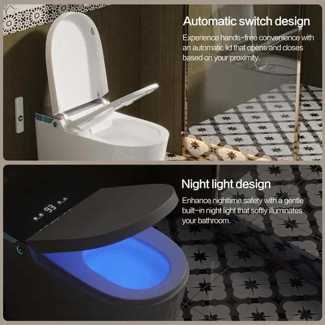Alt view image 6 of 7 - YULIKA Elongated Smart Toilet Luxury Smart Toilet with Bidet Seat Auto Open and Close, Auto Flush, Foot Sensor Operation