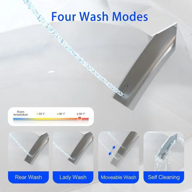 Alt view image 3 of 7 - YULIKA Elongated 1.28 GPF Smart Toilet with Bidet Built in Bidet Toilet with Tank, Auto Open Close, Foot Sensor, Heated Seat