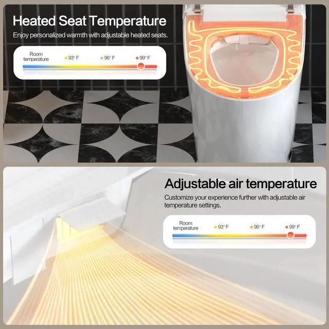 Alt view image 4 of 7 - YULIKA Elongated 1.28 GPF Smart Toilet with Bidet Built in Bidet Toilet with Tank, Auto Open Close, Foot Sensor, Heated Seat