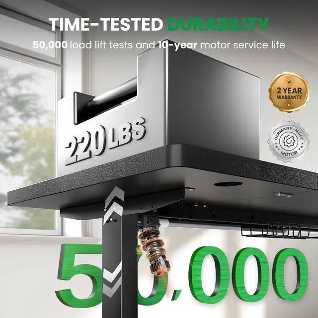 Alt view image 3 of 7 - DeskShow Large Executive Desk Gaming Desk Study Writing Table with Sturdy Metal Legs Business Furniture for Home Office