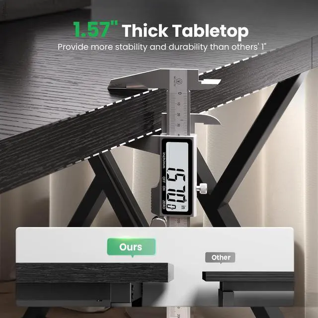 Alt view image 3 of 7 - OHOHOLIVE Thick Desktop Executive Computer Desk, Home Office Workstation with Sturdy Z-Shaped Metal Legs