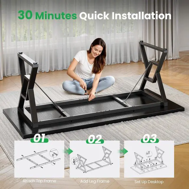 Alt view image 5 of 7 - OHOHOLIVE Thick Desktop Executive Computer Desk, Home Office Workstation with Sturdy Z-Shaped Metal Legs