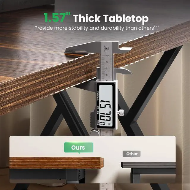 Alt view image 4 of 7 - OHOHOLIVE Thick Desktop Executive Computer Desk, Home Office Workstation with Sturdy Z-Shaped Metal Legs Maple 63IN