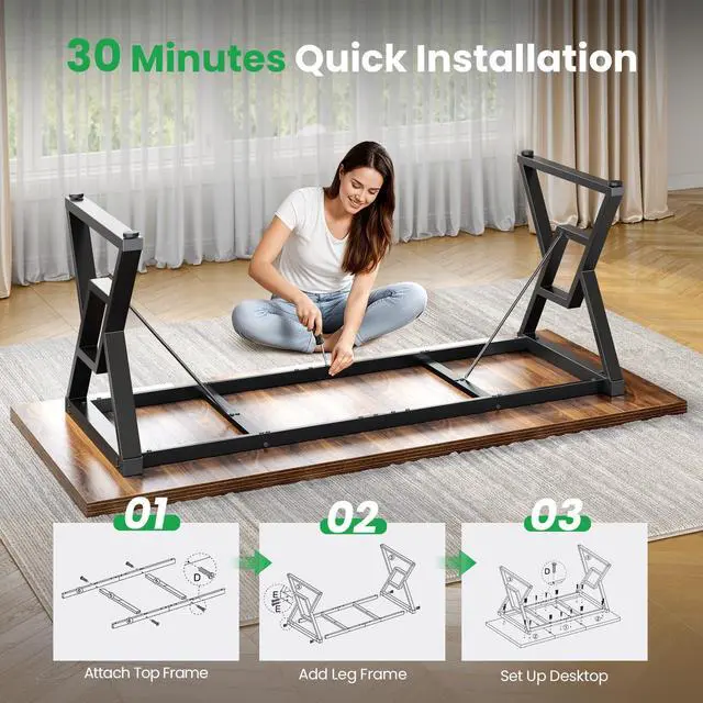 Alt view image 6 of 7 - OHOHOLIVE Thick Desktop Executive Computer Desk, Home Office Workstation with Sturdy Z-Shaped Metal Legs Maple 63IN