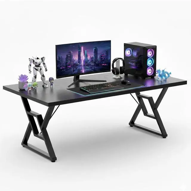 Main image of OHOHOLIVE Thick Desktop Executive Computer Desk, Home Office Workstation with Sturdy Z-Shaped Metal Legs