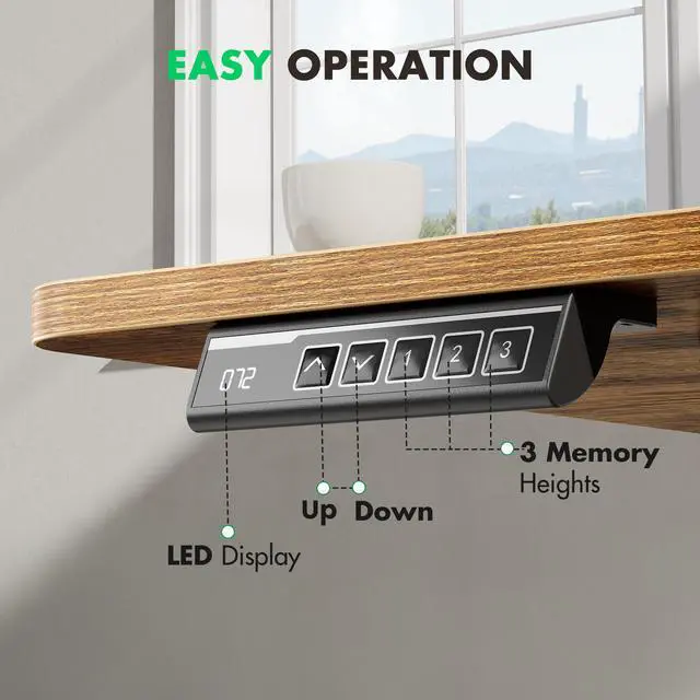 Alt view image 3 of 3 - 55" L-Shaped Electric Standing Gaming Desk - Pro-Tier Motorized Battle Station with Dual-Beam Stability, German Precision Motor, 3-Height Memory Presets & Modular Monitor Riser Maple 55 x 33.5 Inch