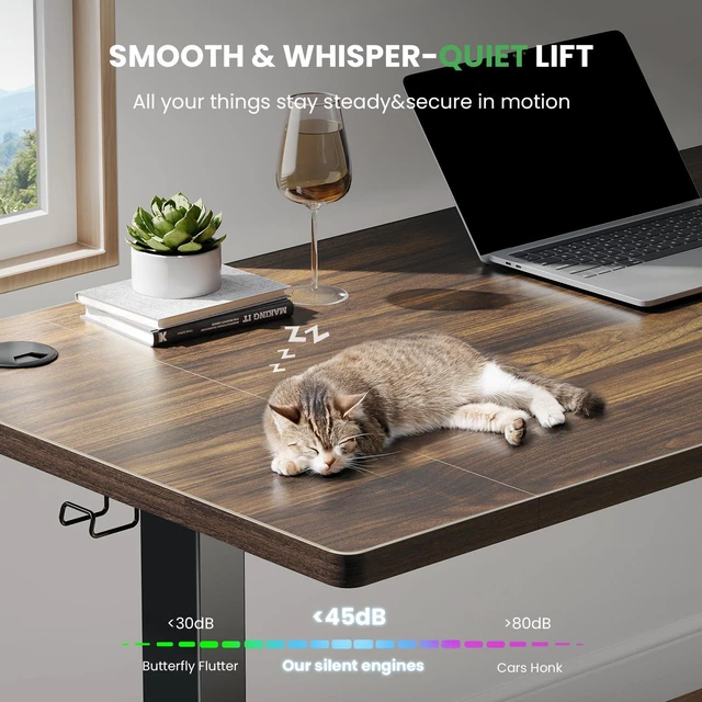 Alt view image 6 of 7 - SIAGO Electric Standing Desk, Height Adjustable Gaming & Office Desk with Quiet Motor and Cable Management Black 55'' x 24'' Walnut 55'' x 24''
