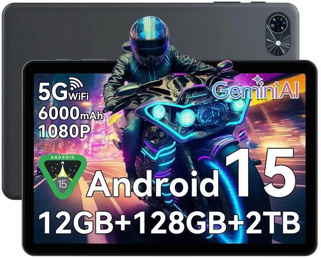 Main image of TABWEE Tablet 10 Inch,Android 15 Tablet,GEMINI AI 2.0 Android tablets|12GB RAM+128GB ROM(TF 2TB)|5G WiFi|120Hz|6000mAh Fast Charging|1080P HD|Bluetooth 5.0|Smart Lens|GPS|2-Year Warranty-Grey
