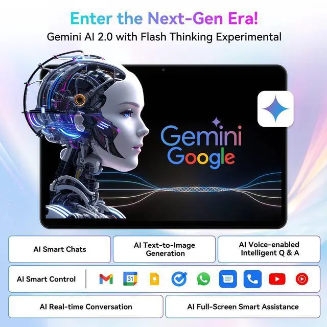 Alt view image 3 of 7 - TABWEE Tablet 10 Inch,Android 15 Tablet,GEMINI AI 2.0 Android tablets|12GB RAM+128GB ROM(TF 2TB)|5G WiFi|120Hz|6000mAh Fast Charging|1080P HD|Bluetooth 5.0|Smart Lens|GPS|2-Year Warranty-Grey