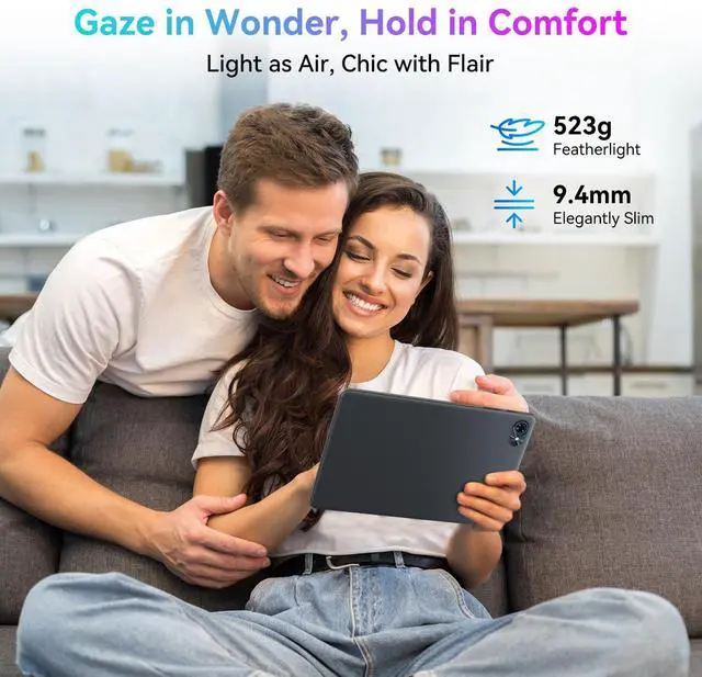 Alt view image 7 of 7 - TABWEE Tablet 10 Inch,Android 15 Tablet,GEMINI AI 2.0 Android tablets|12GB RAM+128GB ROM(TF 2TB)|5G WiFi|120Hz|6000mAh Fast Charging|1080P HD|Bluetooth 5.0|Smart Lens|GPS|2-Year Warranty-Grey