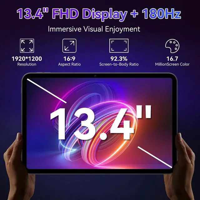 Alt view image 4 of 7 - TABWEE 13 Inch Large Tablet ,Android 15 Tablets With Gemini AI,24GB RAM+256GB ROM, 120Hz, Octa-Core,10000mAh Fast Charge, WiFi6, Large Android Tablet with keyboard And Pen Gaming Office Suite