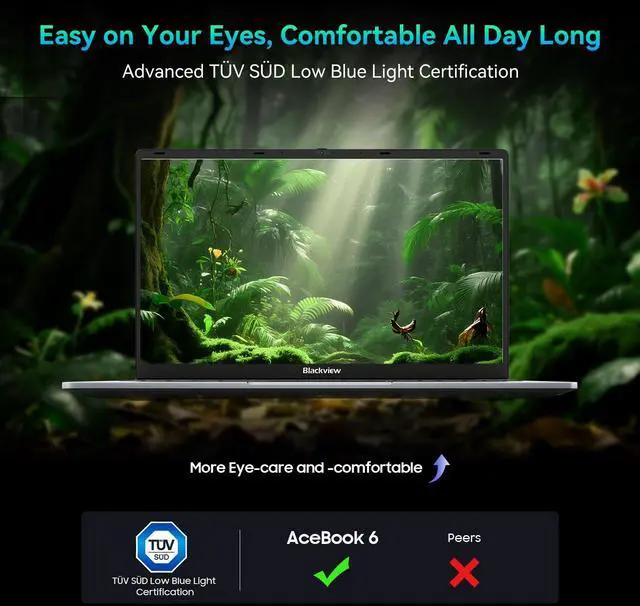 Alt view image 3 of 7 - Blackview Laptop 2025, Laptops Computer for Business Student, Quad-Core N150 (Up to 3.6GHz, Beat N5095/N95/N97/N100), 16GB DDR4 256GB SSD, 15.6 FHD IPS TÜV Screen, 100W Type-C Fast Charge, 4K HDMI