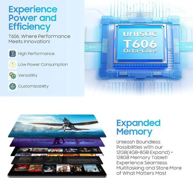 Alt view image 6 of 7 - Blackview Android 15 Tablet 11 inch, Tab 90WiFi with 12GB+128GB Storage(Expand to 2TB), 8200mAh, IPS Display, Widevine L1, 5G WiFi Tablets, 13MP+8MP Camaras/Face ID, Gray