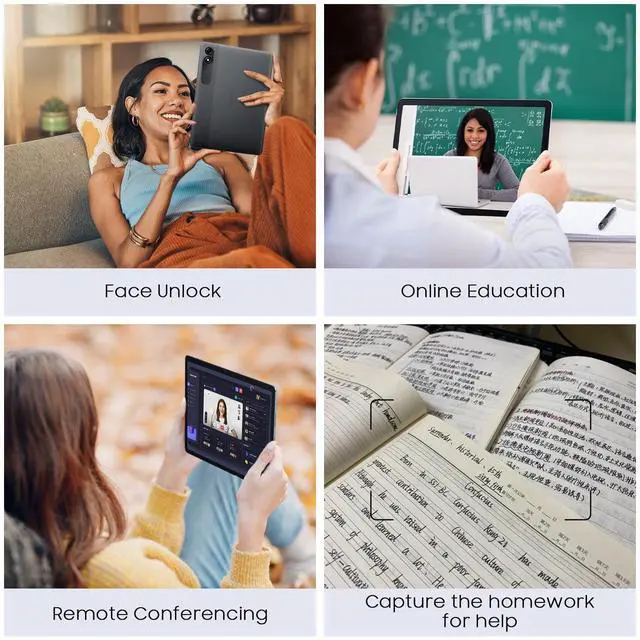 Alt view image 7 of 7 - Blackview Android 15 Tablet 11 inch, Tab 90WiFi with 12GB+128GB Storage(Expand to 2TB), 8200mAh, IPS Display, Widevine L1, 5G WiFi Tablets, 13MP+8MP Camaras/Face ID, Gray