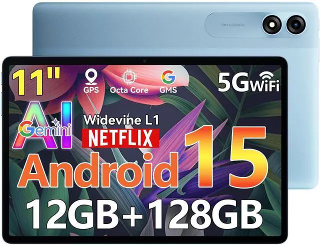 Main image of Blackview Android Tablet with Gemini Ai 2.0, Tablet 11 inch with 12GB+128GB/2TB TF, 5G WiFi Tablets, Octa-core CPU, 8200mAh/Fast Charge,120HZ/13MP+8MP Ai Camera/Face ID, Blue