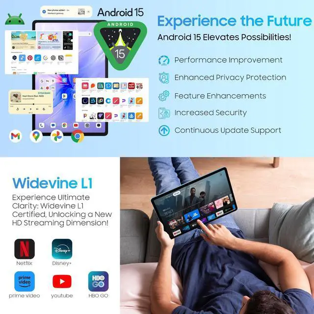 Alt view image 5 of 7 - Blackview Android Tablet with Gemini Ai 2.0, Tablet 11 inch with 12GB+128GB/2TB TF, 5G WiFi Tablets, Octa-core CPU, 8200mAh/Fast Charge,120HZ/13MP+8MP Ai Camera/Face ID, Blue