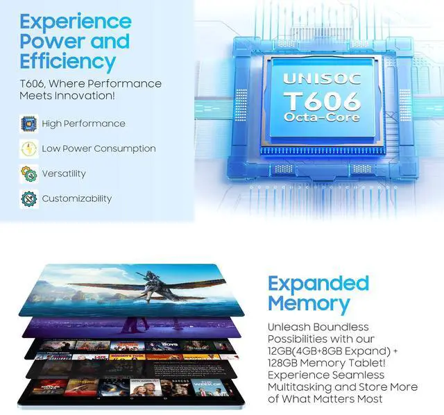 Alt view image 6 of 7 - Blackview Android Tablet with Gemini Ai 2.0, Tablet 11 inch with 12GB+128GB/2TB TF, 5G WiFi Tablets, Octa-core CPU, 8200mAh/Fast Charge,120HZ/13MP+8MP Ai Camera/Face ID, Blue