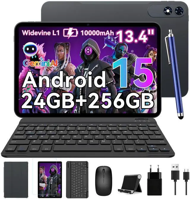 Main image of TABWEE 13 Inch Large Tablet ,Android 15 Tablets With Gemini AI,24GB RAM+256GB ROM, 120Hz, Octa-Core,10000mAh Fast Charge, WiFi6, Large Android Tablet with keyboard And Pen Gaming Office Suite