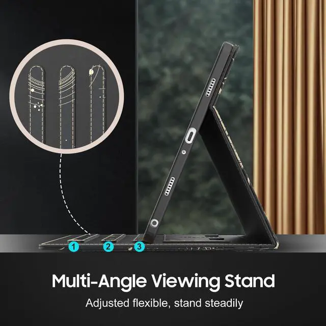 Alt view image 5 of 5 - OKP Case for Samsug Galaxy Tab A9+ Plus 11 inch 2024(SM-X210/X216/X218), PU Leather Folio Cover with Multi-Angle Stand//Pen Holder, Auto Wake/Sleep Case for Galaxy A9+ 11" Tablet (Sun/Moon)