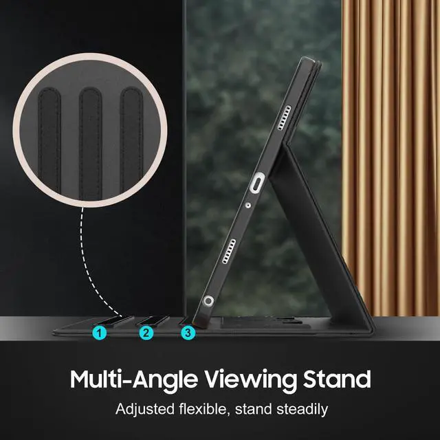 Alt view image 5 of 5 - OKP Case for Samsug Galaxy Tab A9+ Plus 11 inch 2024(SM-X210/X216/X218), PU Leather Folio Cover with Multi-Angle Stand//Pen Holder, Auto Wake/Sleep Case for Galaxy A9+ 11" Tablet (Lion)