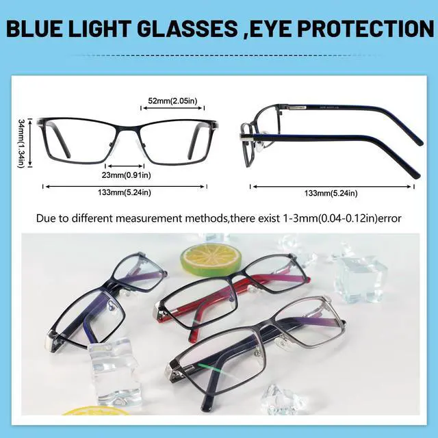 Alt view image 4 of 5 - OCCI CHIARI Blue Light Glasses for Men Women Non Prescription Glasses Metal Eyewear Full Rim Optical Frame