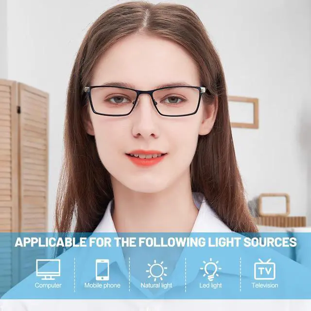 Alt view image 5 of 5 - OCCI CHIARI Blue Light Glasses for Men Women Non Prescription Glasses Metal Eyewear Full Rim Optical Frame