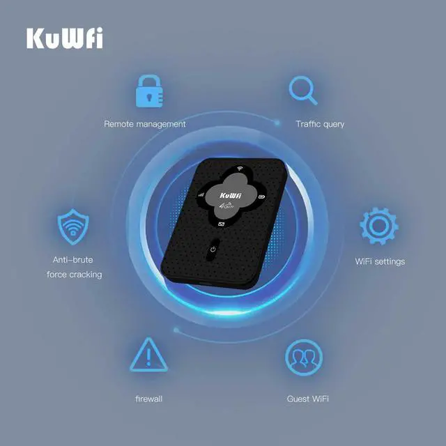 Alt view image 4 of 5 - KuWFi 4G LTE Mobile WiFi Hotspot for Travel, Portable WiFi Hotspot Unlocked Wi-Fi Router Device with SIM Card Slot, Perfect for AT&T/T-Mobile Users Support B2/B4/B5/B12/B1 Network Band