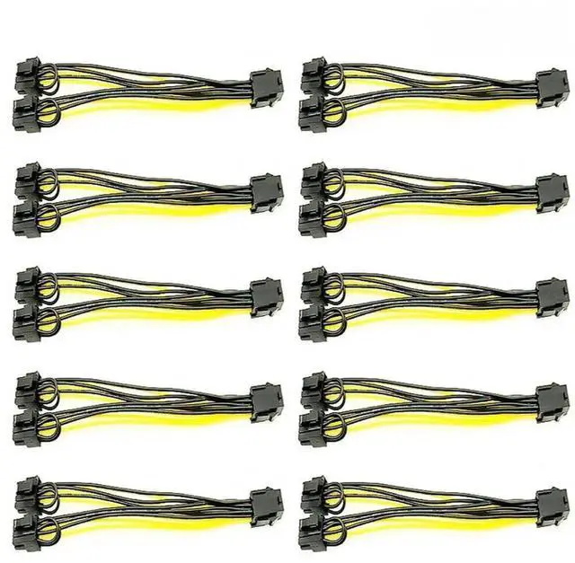 Main image of FOR 5PCS PCI-E 6-pin to Dual 6+2-pin (6-pin/8-pin) Power Splitter Cable Graphics Card PCIE PCI Express 6Pin to Dual 8Pin Power Cable