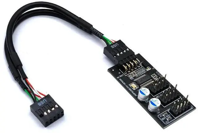 Main image of FOR 9Pin USB Hub Connector USB Splitter 1 to 3 USB2.0 9Pin Header Board + 30/60cm Cable for Water Cooling for RGB LED Fan Speed Test