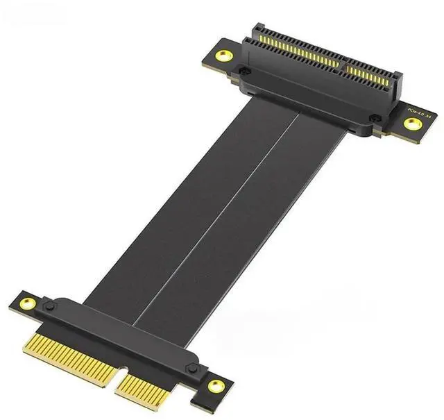 Main image of FOR PCIe 4.0 X4 Riser Cable PCI Express GEN4 4X to 4X Extension Cable Vertical 90 Degrees for Graphics Card SSD Motherboard Extender