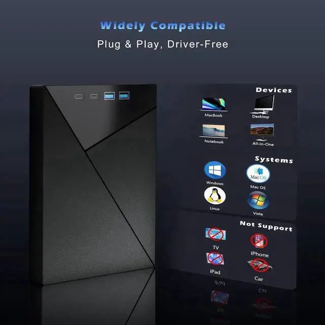 Alt view image 6 of 7 - 7 in 1 External Blu Ray Drive, 4K Blu Ray Burner with USB 3.0 Type-C Portable Blu Ray Drive, CD DVD Burner 3D BD Player with SD/TF Ports, 4K Optical Drive Compatible with Windows, Linux, MacOSdd