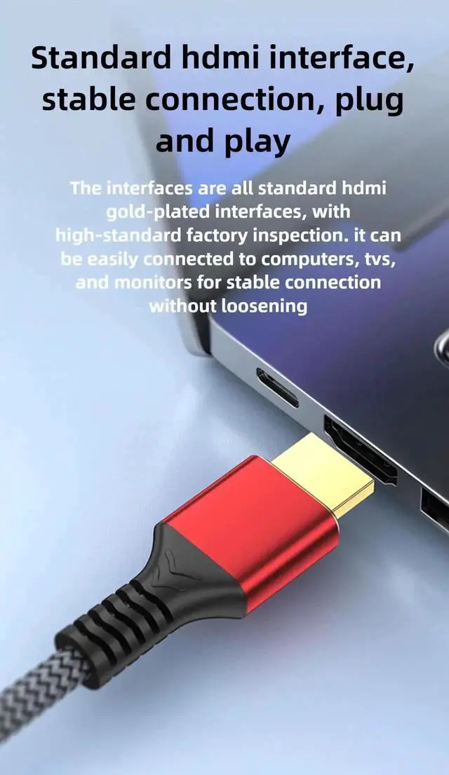 Alt view image 3 of 7 - HDMI Cable 8K@60Hz, 48Gbps High Speed HDMI 2.1 Cord, Ultra HD,Ethernet Audio Return,Video 8K,4K,1080p,3D,Arc, HDR Compatible with Xbox,PS5/PS4,HDTV,Laptop ect(Red) 10Feet