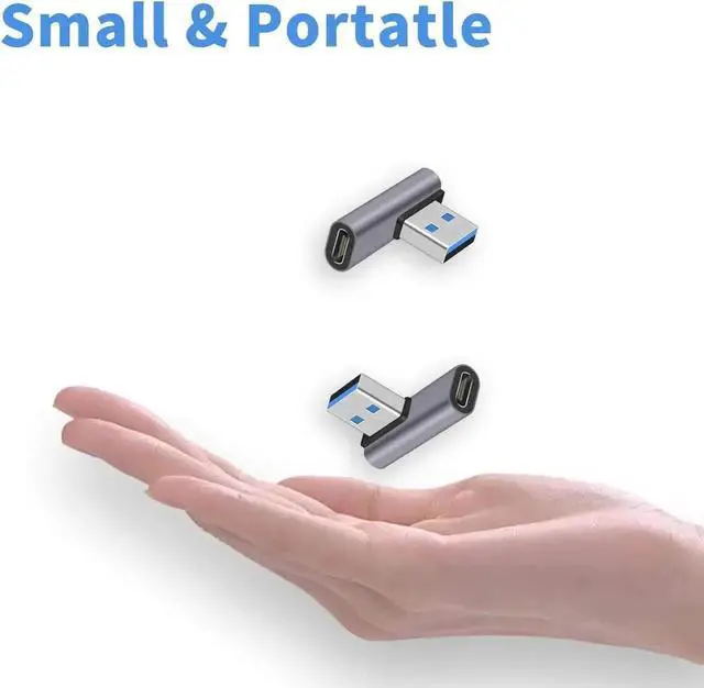 Alt view image 3 of 7 - [2 PACK] USB C to USB 3.1 Adapter 10Gbps, USB C Female to USB A Male Adapter, USB C to USB A Adapter 3.1 Gen 2, 90 Degree USB C Adapter Double Sided Charging & Sync for PC, Laptop, Quest Link