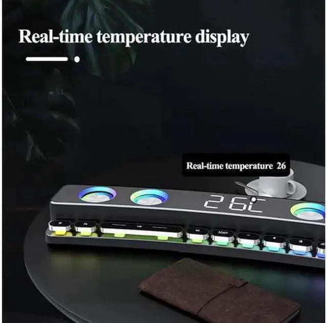 Alt view image 4 of 7 - Bluetooth Speaker Wireless Game Speaker soundbar USB 3D Stereo Subwoofer AUX FM Home Clock Indoor Bluetooth Sound Bar Computer Loudspeaker 3600mAh RGB PC Gaming Speaker with Wireless Bluetooth