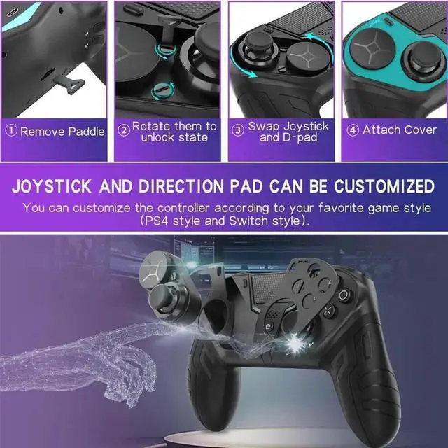 Alt view image 4 of 7 - Wireless Game Gamepad For PS4 Elite/Slim/Pro Dualshock 4 Controller With Programmable Back Button Support Turbo