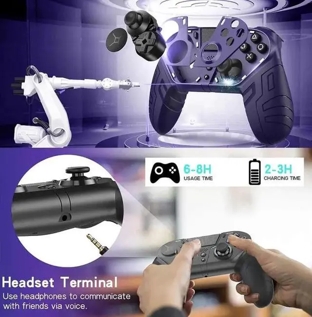 Alt view image 6 of 7 - Wireless Game Gamepad For PS4 Elite/Slim/Pro Dualshock 4 Controller With Programmable Back Button Support Turbo