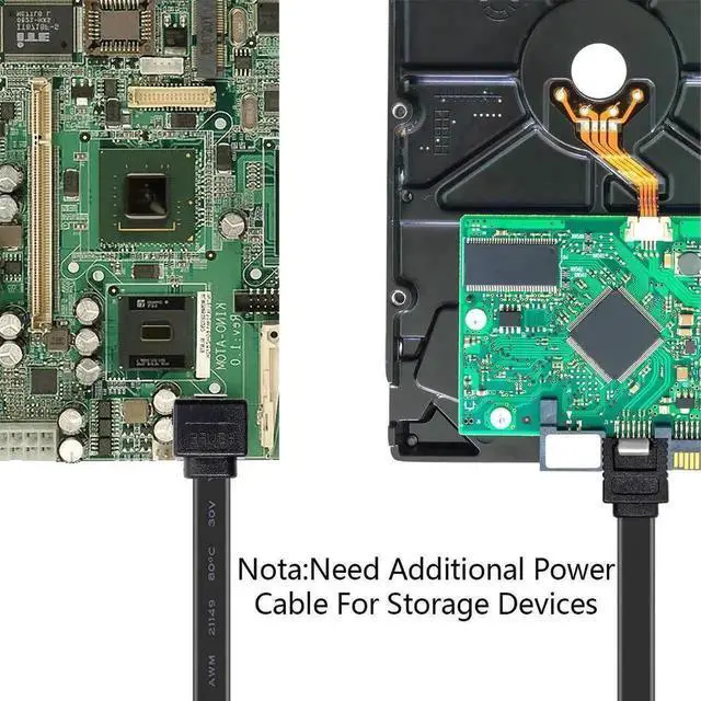 Alt view image 7 of 7 - SATA Cable III, 3 Pack SATA Cable III 6Gbps 90 Degree Right Angle with Locking Latch 18 Inch for SATA HDD, SSD, CD Driver, CD Writer - Black