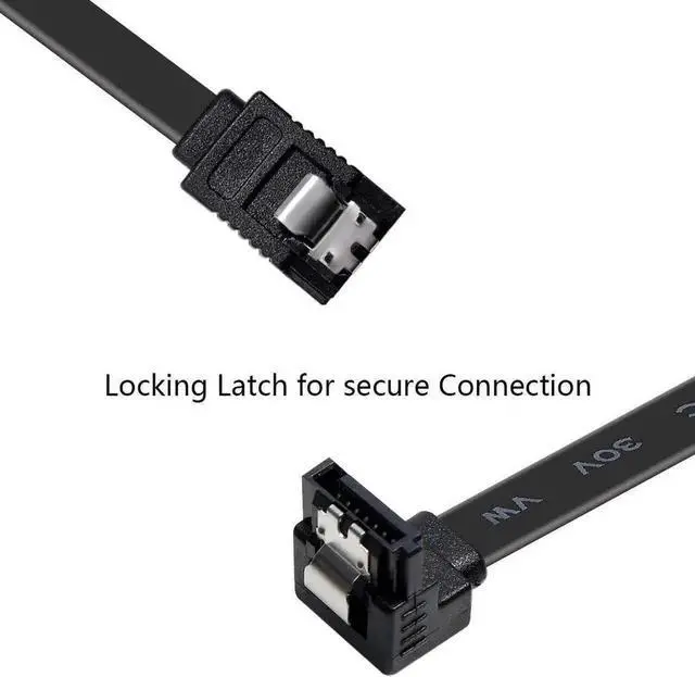 Alt view image 4 of 7 - SATA Cable III, 3 Pack SATA Cable III 6Gbps 90 Degree Right Angle with Locking Latch 18 Inch for SATA HDD, SSD, CD Driver, CD Writer - Black