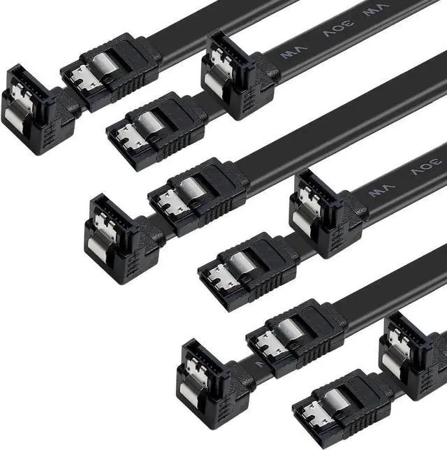 Alt view image 3 of 7 - SATA Cable III, 3 Pack SATA Cable III 6Gbps 90 Degree Right Angle with Locking Latch 18 Inch for SATA HDD, SSD, CD Driver, CD Writer - Black