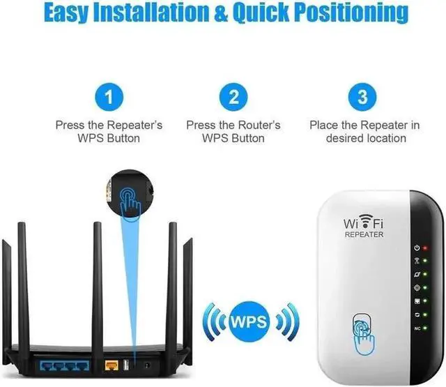 Alt view image 3 of 7 - 300Mbps Wireless WIFI Repeater WiFi Extender WiFi Booster,Covers Up to 3000 Sq.ft Wi-Fi Signal Amplifier 802.11N Network Card Adapter for Home