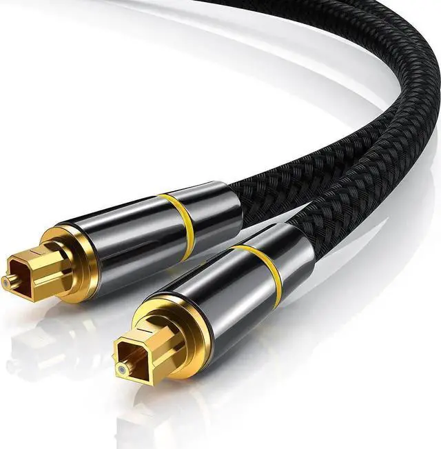 Alt view image 5 of 7 - Digital Optical Audio Cable Toslink Cable -[24K Gold-Plated, Ultra-Durable] Nylon Braided Fiber Optic Male to Male Cord for Home Theater, Sound Bar, TV, PS4, Xbox, Playstation & More - 6.6ft