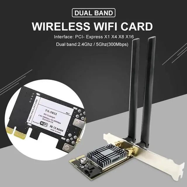 Alt view image 6 of 7 - AR5B22 2.4G/5G Dual Band PCIE Wireless Adapter AC300Mbps Wi-Fi Network Card Bluetooth 4.0 for Desktop PC Wireless wifi Adapter