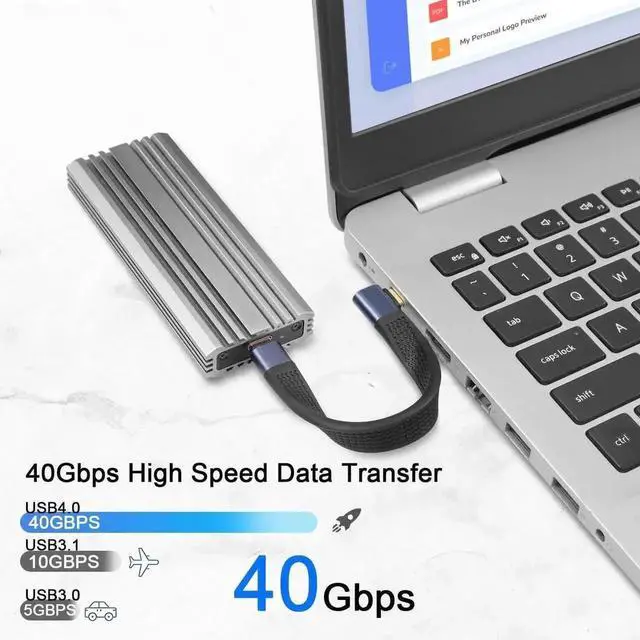 Alt view image 5 of 6 - USB 4.0 40Gbps Thunderbolt 4 Data Sync SSD Cable (Right Angle) PD 240W 5A Fast Charging USB C to Type C 8K@60Hz USB-C for iPhone 16 Pro Max MacBook