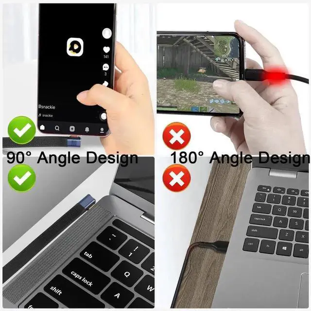 Alt view image 3 of 6 - USB 4.0 40Gbps Thunderbolt 4 Data Sync SSD Cable (Right Angle) PD 240W 5A Fast Charging USB C to Type C 8K@60Hz USB-C for iPhone 16 Pro Max MacBook