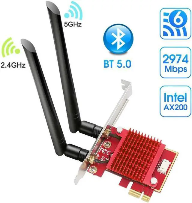 Alt view image 7 of 7 - WiFi Card,WiFi 6 Wireless Network Card AX200 Dual Band PCI-Express Card Adapter, 2.4GHz/5.8GHz,Bluetooth 5.0 | MU-MIMO | Ultra-Low Latency PCI-E Card, Supports Windows 10 64 Bit System.