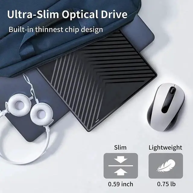 Alt view image 6 of 6 - External DVD CD Drive, USB 3.0 and Type-C External CD/DVD Drive DVD Burner with SD/TF Card Burner and 4 USB, [7 in 1] External DVD Drive for Windows/Linux/MacOS/Laptop/Desktops/PC