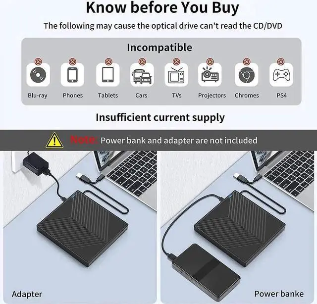 Alt view image 3 of 6 - External DVD CD Drive, USB 3.0 and Type-C External CD/DVD Drive DVD Burner with SD/TF Card Burner and 4 USB, [7 in 1] External DVD Drive for Windows/Linux/MacOS/Laptop/Desktops/PC