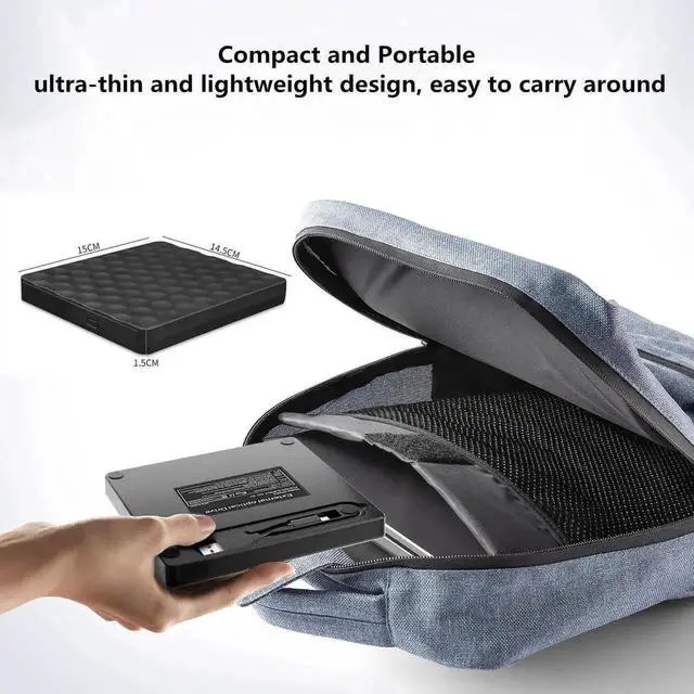 Alt view image 6 of 7 - External CD DVD Drive, Portable Type-C USB 3.0 CD/DVD +/-RW ROM Burner Rewriter External DVD Writer CD Player External Disk Drive for Laptop Desktop PC Windows 11/10/8/7/XP/Linux/Vista/Mac OS