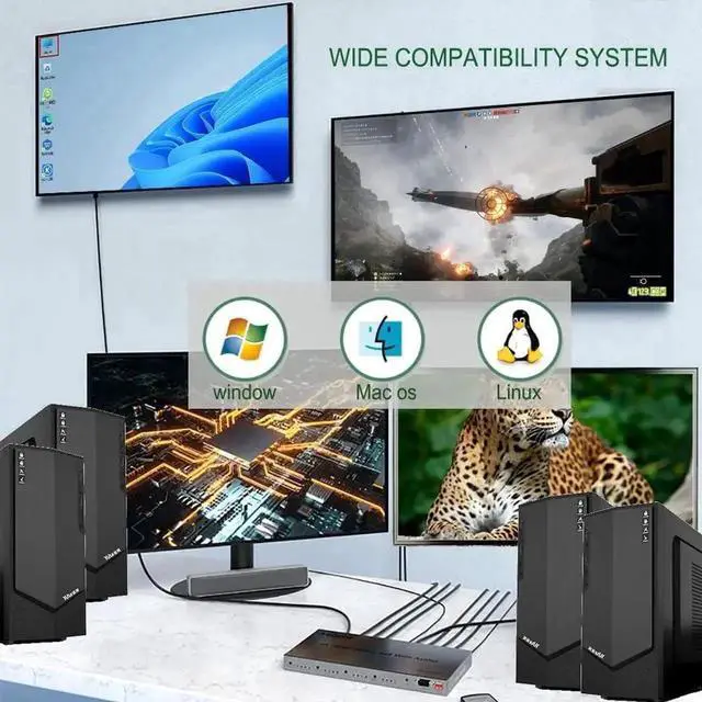 Alt view image 7 of 7 - 4K HDMI Splitter, 4 in 4 Out HDMI Matrix Switch, HDMI 2.0 Support 3840x2160@60Hz with Audio Switch, IR Remote+ Button Press + RS232 Control, Support EDID Audio Extractor, 3D, HDR, 18 GBPS, HDCP 2.2